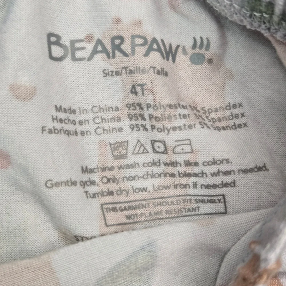 Shelry Bearpaw Kids Pajama Set Size 4 Construction Woodland Animals Grey Blue